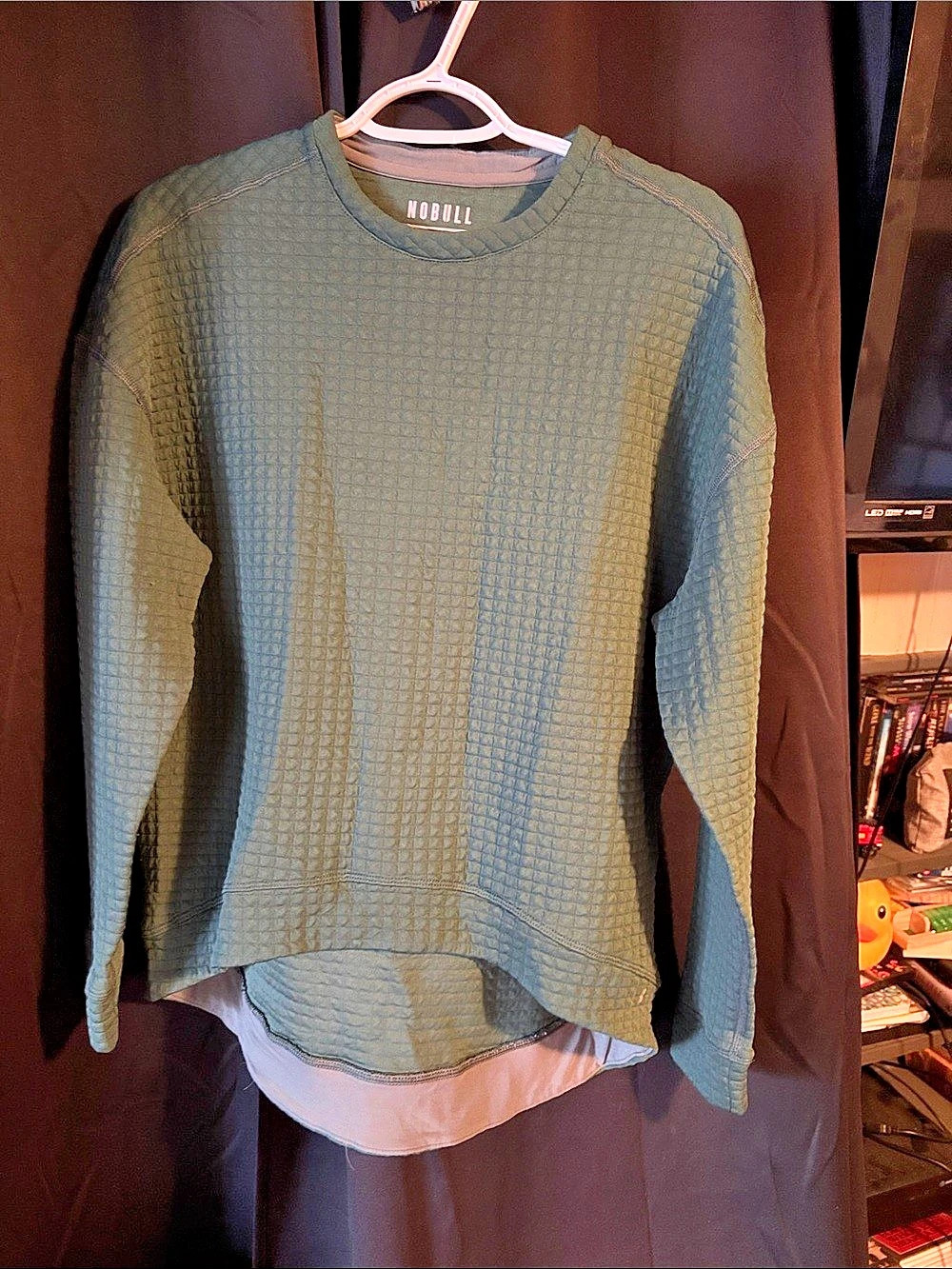 NOBULL Quilted Waffle Crewneck Pullover Green